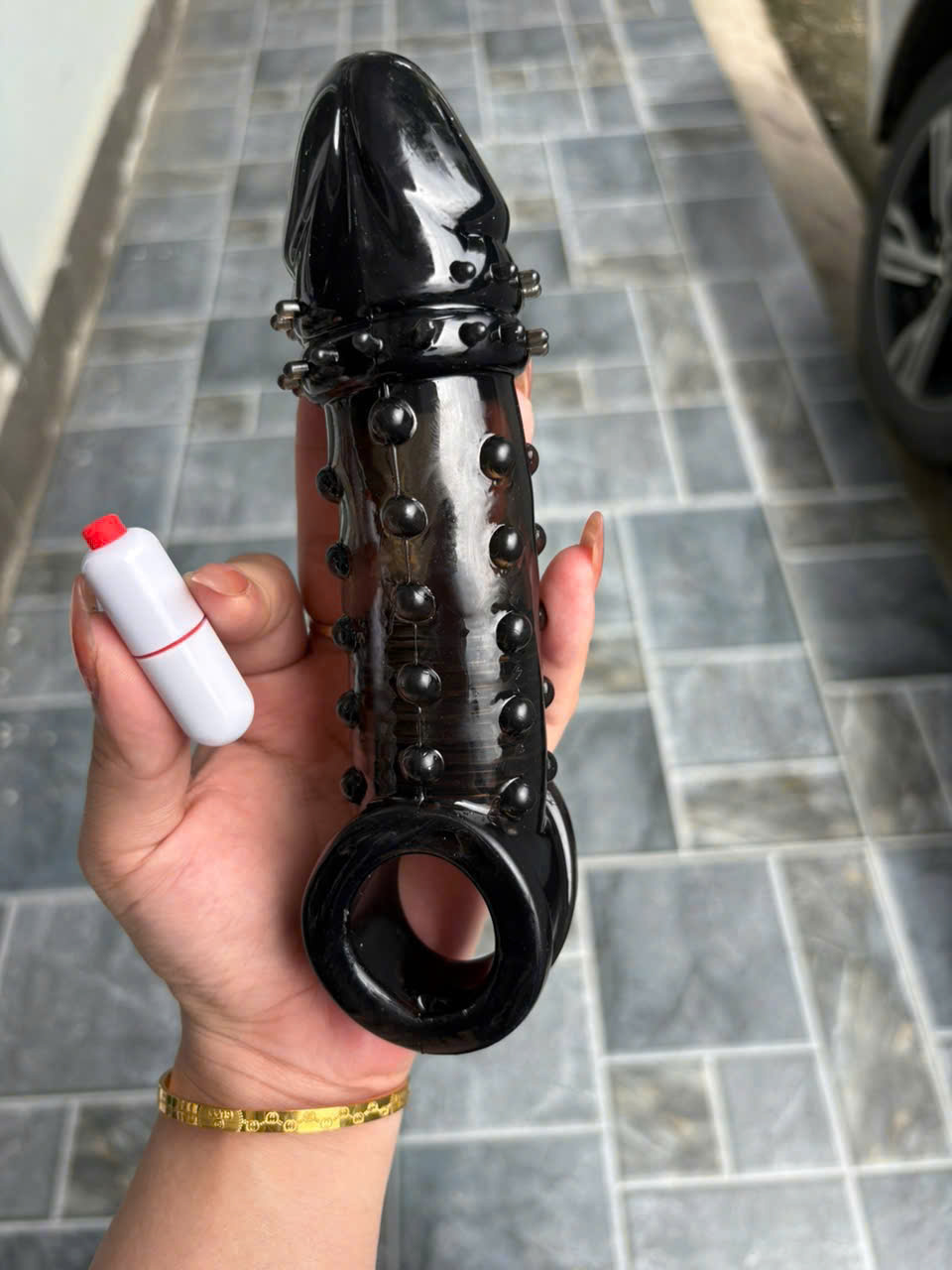 Bao Cao Su Đôn Rung Black Muscle Meleon Kéo Dài 19cm