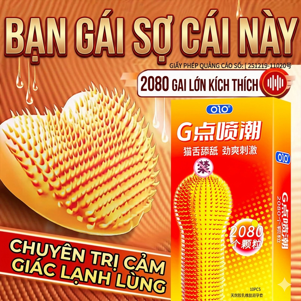 Bao Cao Su Gai OLO 2080 Hạt Nổi Lưỡi Mèo Tăng Cảm Giác