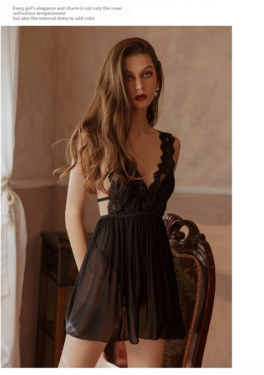 Váy ngủ ren cơ bản mềm mại hở lưng