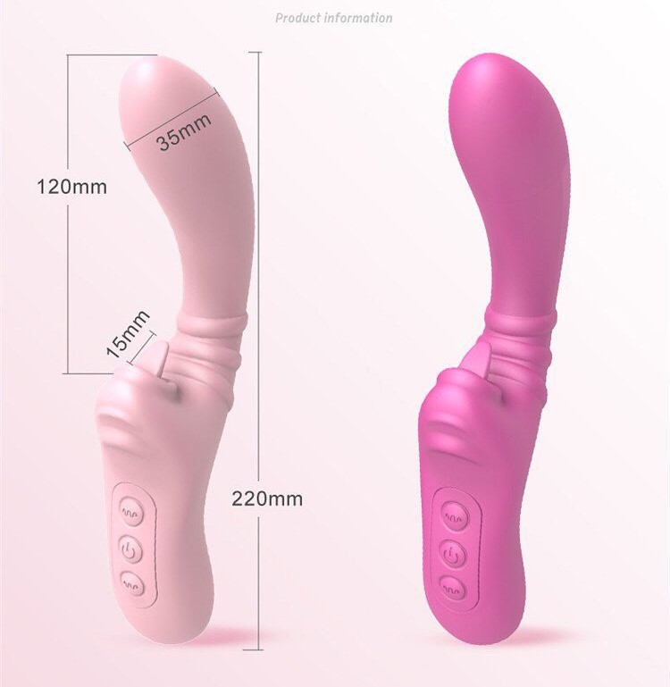 Chày rung cong có lưỡi liếm điểm G móc sâu âm đạo Female Dildo