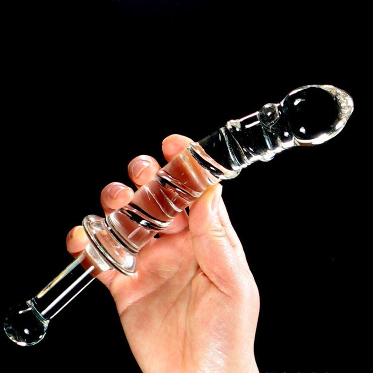 Dương vật giả thủy tinh có tay cầm dài kích thích âm đạo hậu môn