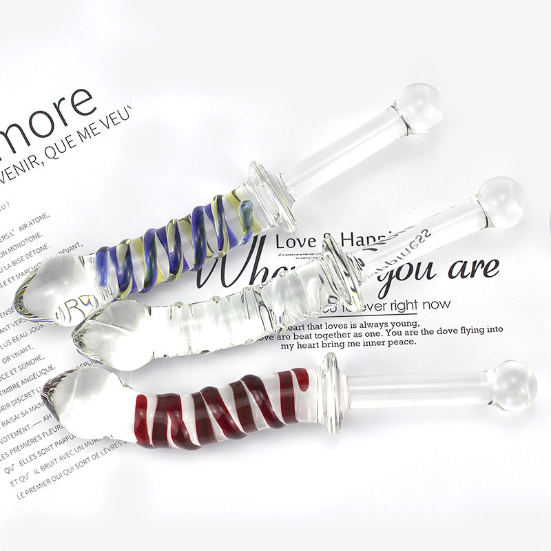 Dương vật giả thủy tinh có tay cầm dài kích thích âm đạo hậu môn