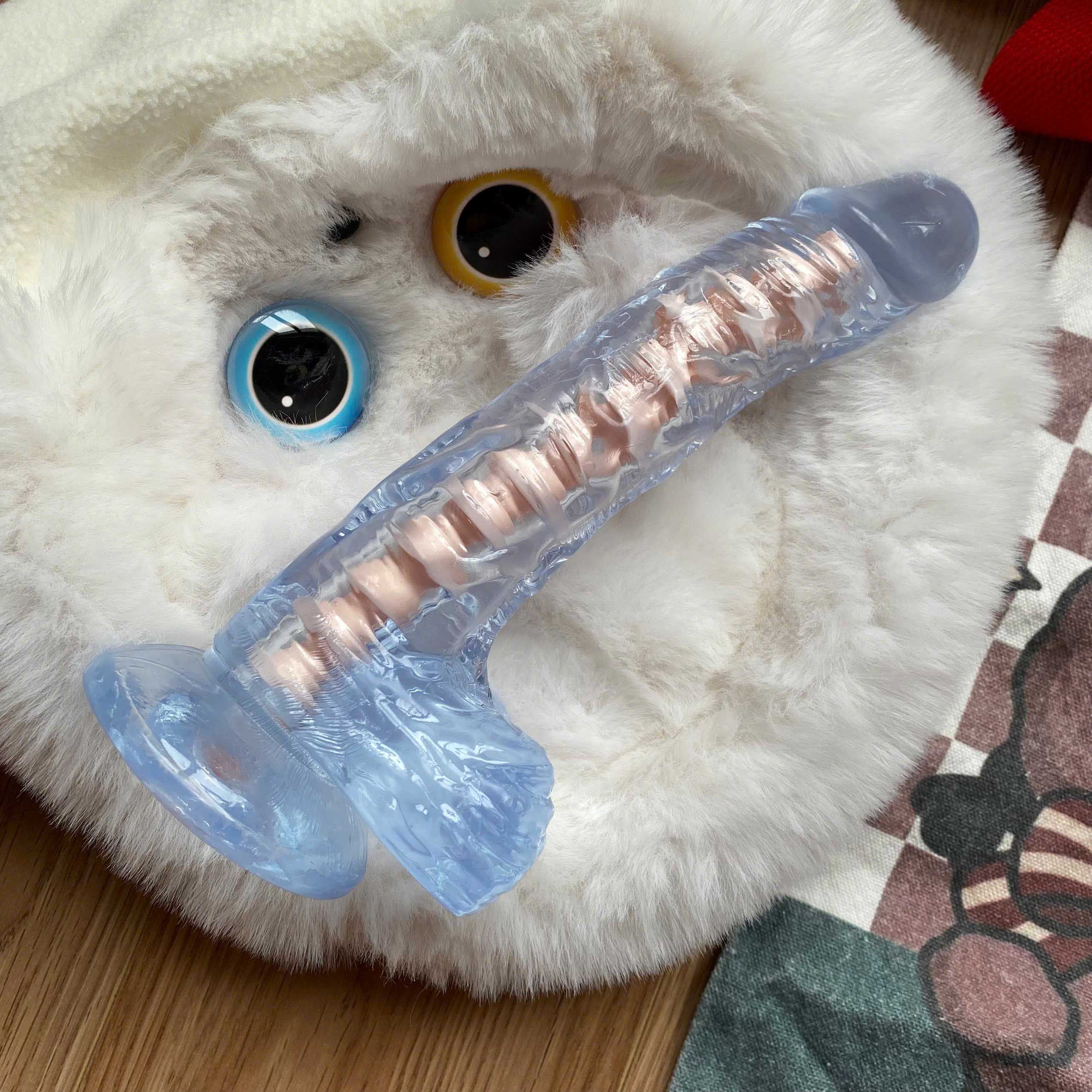 Dương vật giả xương sống uốn nắn 360 độ trong suốt cao cấp