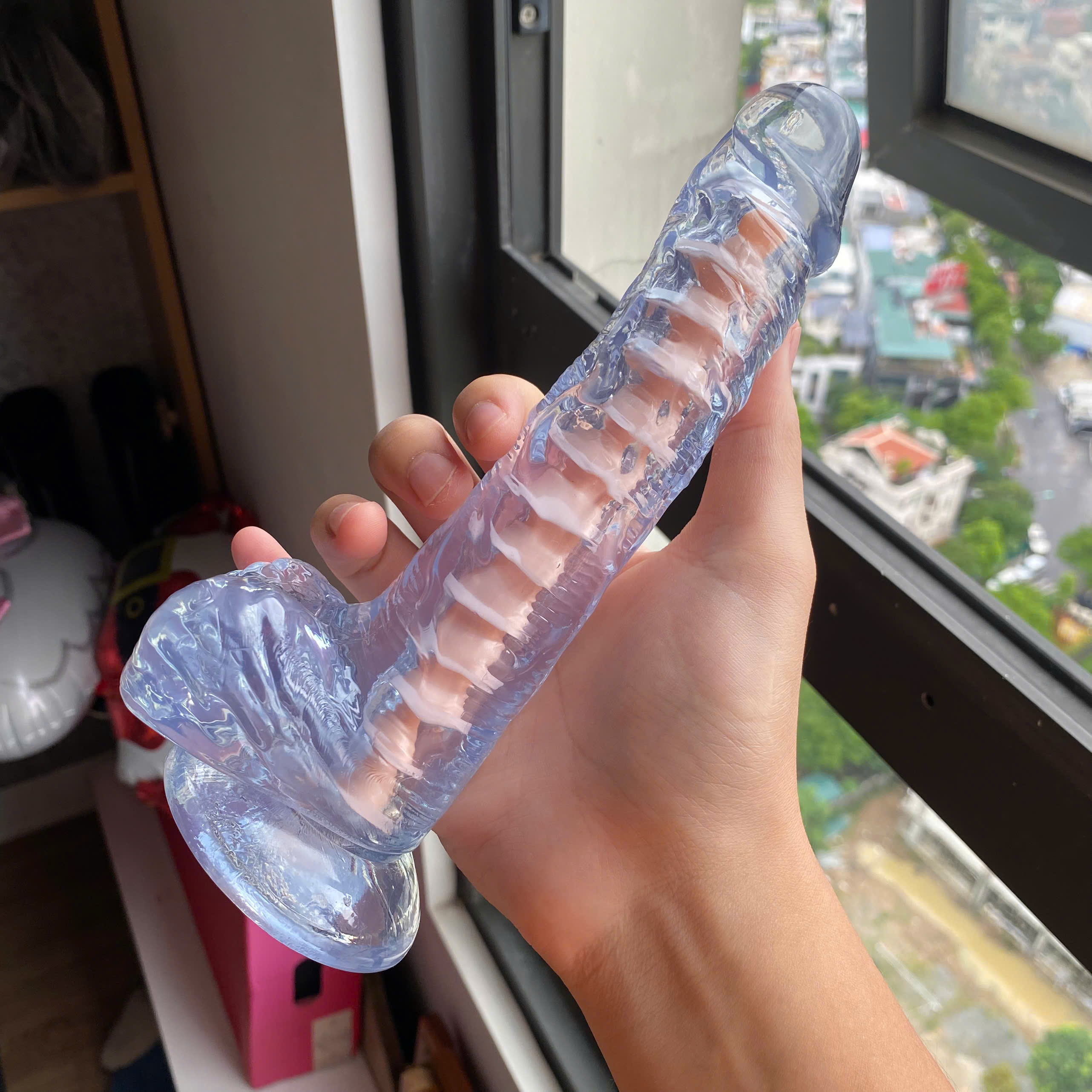 Dương vật giả xương sống uốn nắn 360 độ trong suốt cao cấp