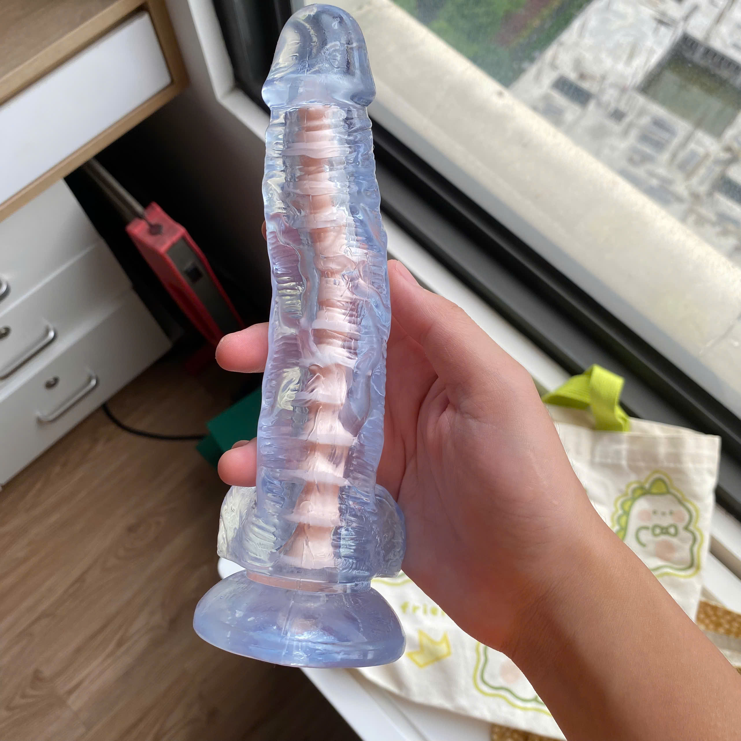 Dương vật giả xương sống uốn nắn 360 độ trong suốt cao cấp