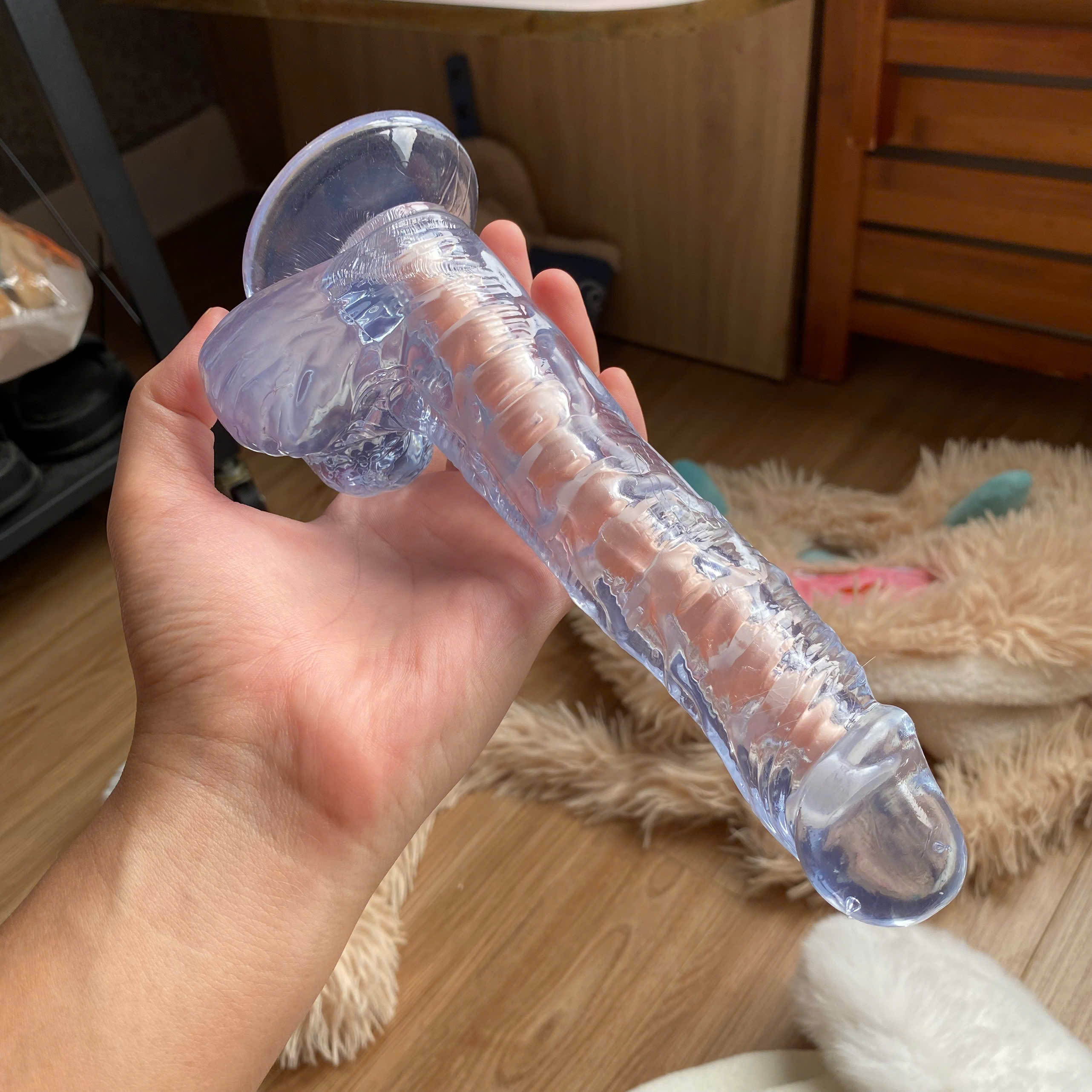 Dương vật giả xương sống uốn nắn 360 độ trong suốt cao cấp