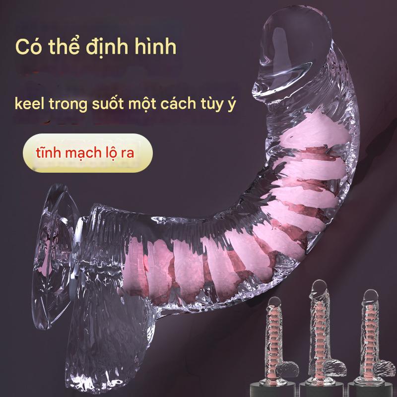 Dương vật giả xương sống uốn nắn 360 độ trong suốt cao cấp