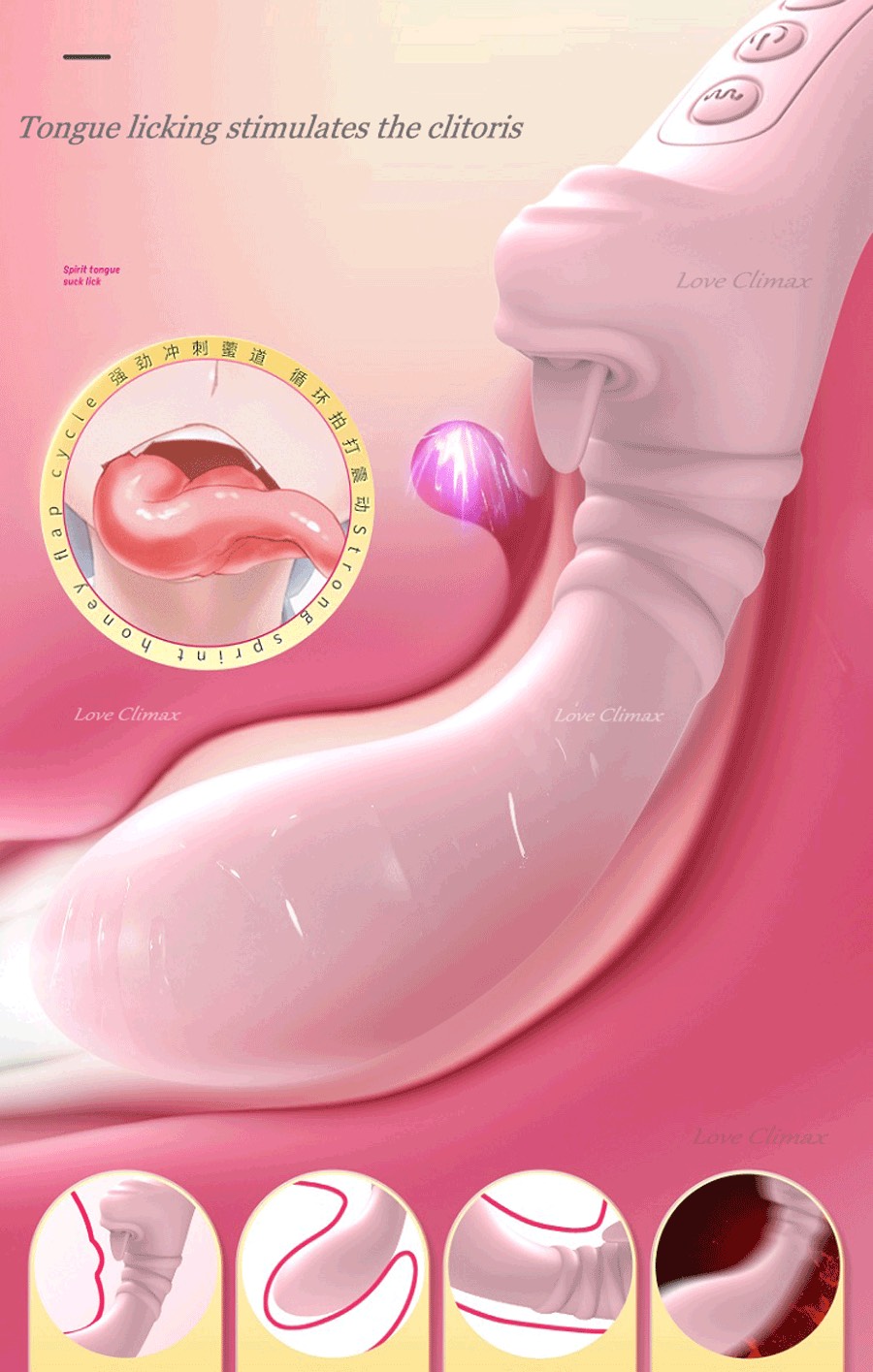 Chày rung cong có lưỡi liếm điểm G móc sâu âm đạo Female Dildo