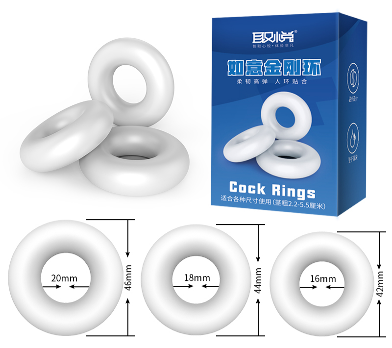 Set 3 vòng đeo chống xuất tinh sớm Cock Rings tròn đặc trắng