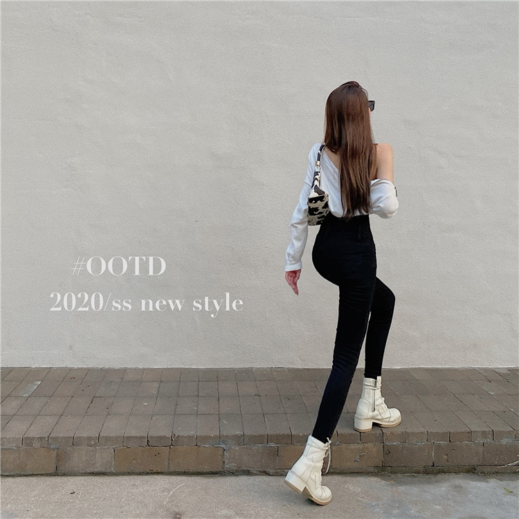 Quần bò nữ khuy cạp cao