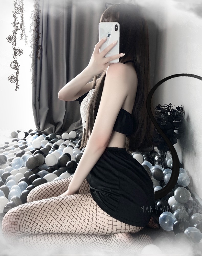 Bộ ngủ chân váy áo ren thư ký sexy