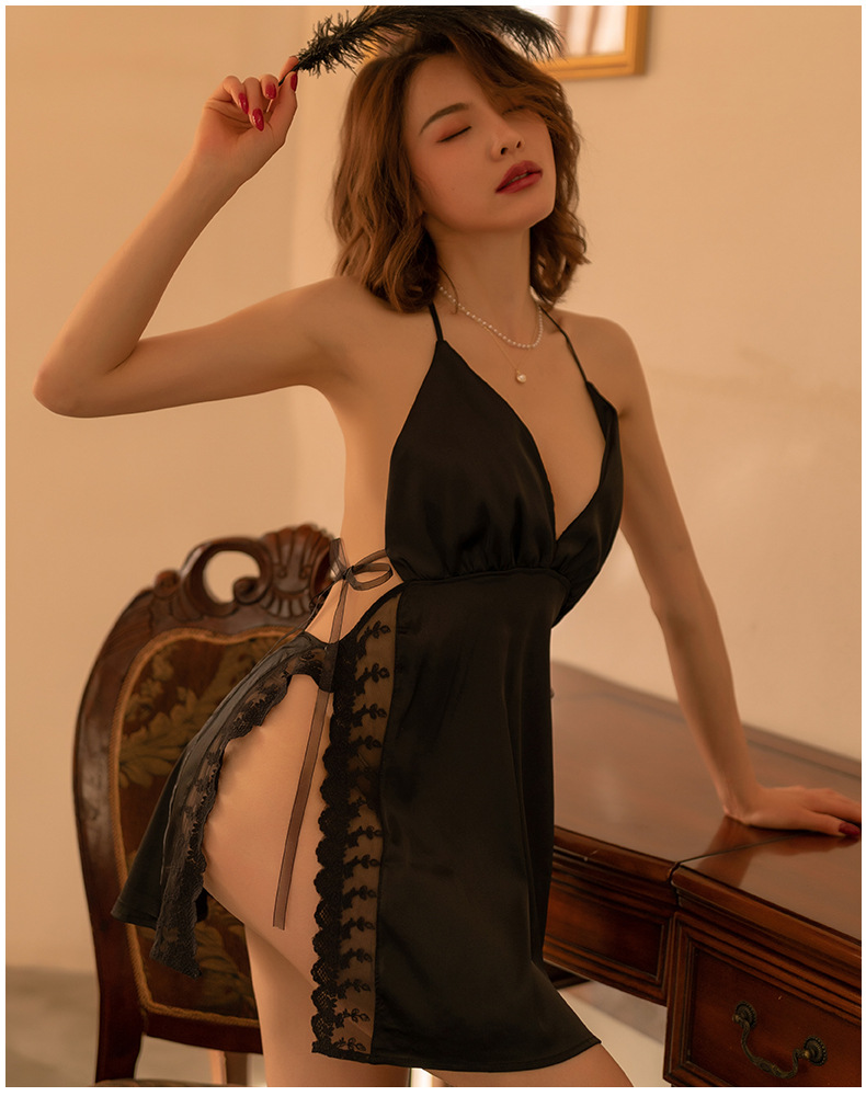 Váy ngủ lụa trơn hở lưng tháp Effel Paris