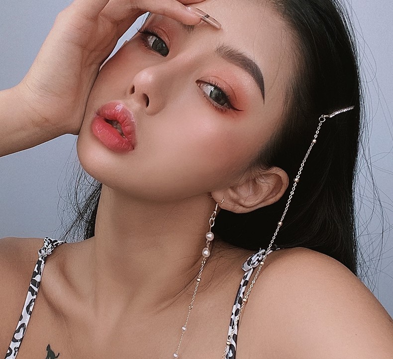 Khuyên tai dài kèm kẹp tóc nơ đính ngọc trai