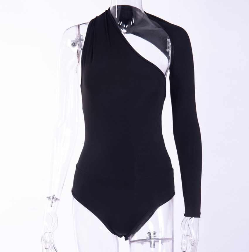 Bodysuit lệch vai dài tay quyến rũ