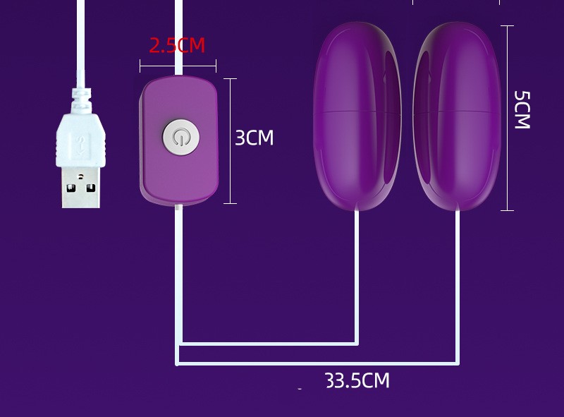 Trứng rung 2 đầu tím cắm USB 16 chế độ Massage