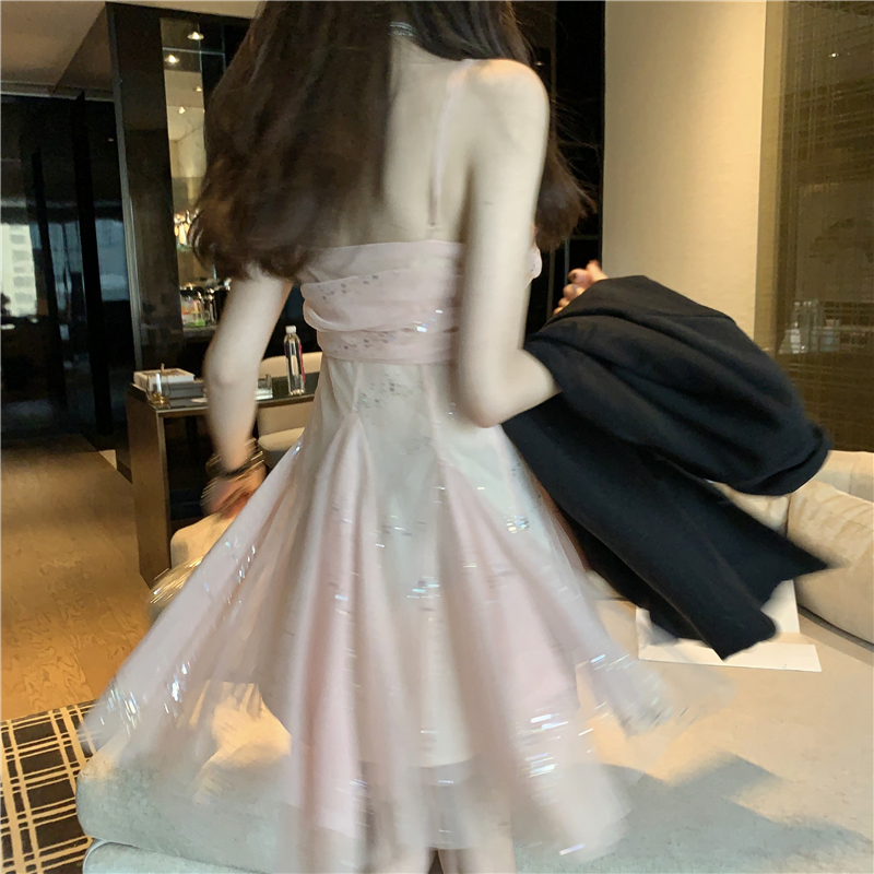 Váy 2 dây nhũ kim tuyến kiều nữ