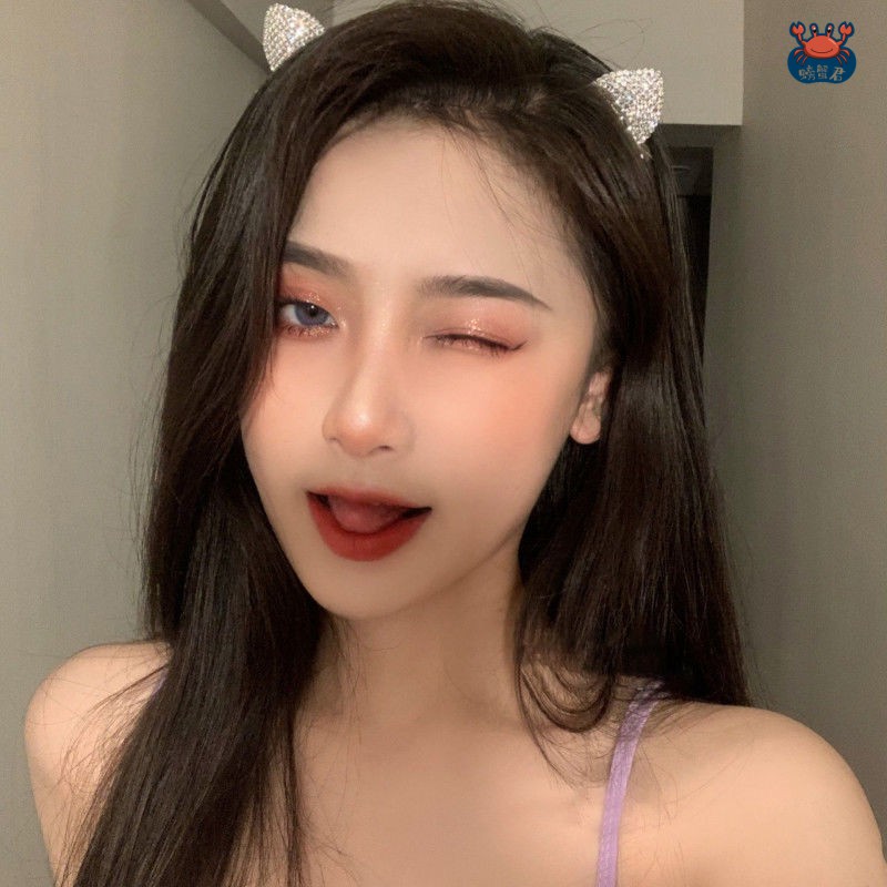 Kẹp tóc tai mèo đính đá