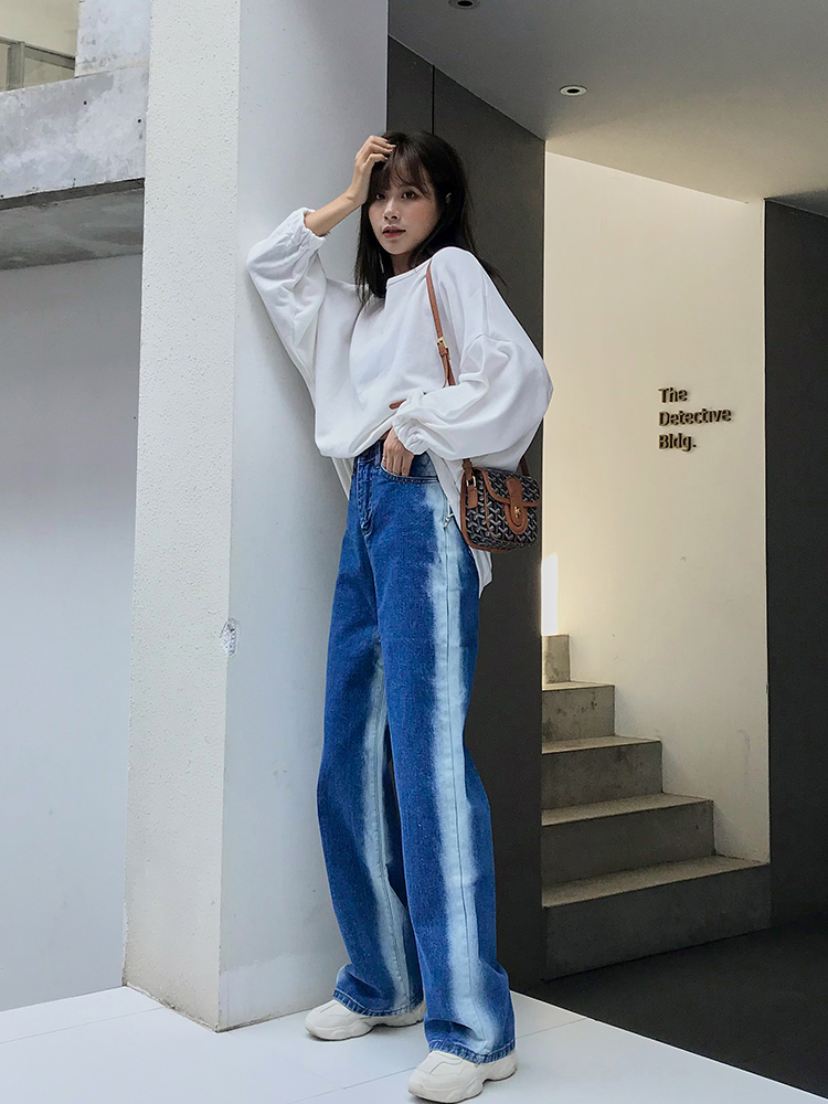 Quần bò jeans sọc trắng 2 bên