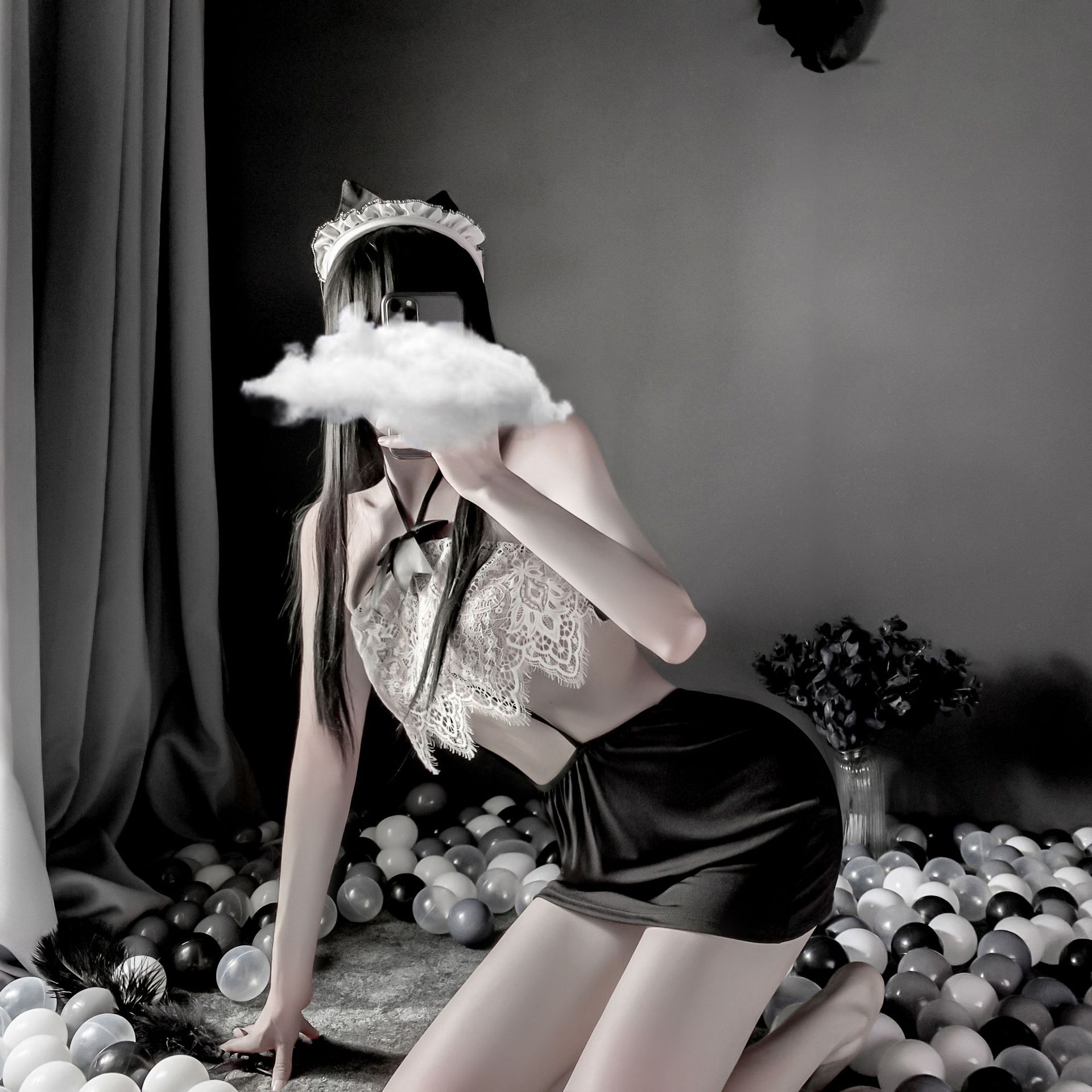 Bộ ngủ chân váy áo ren thư ký sexy