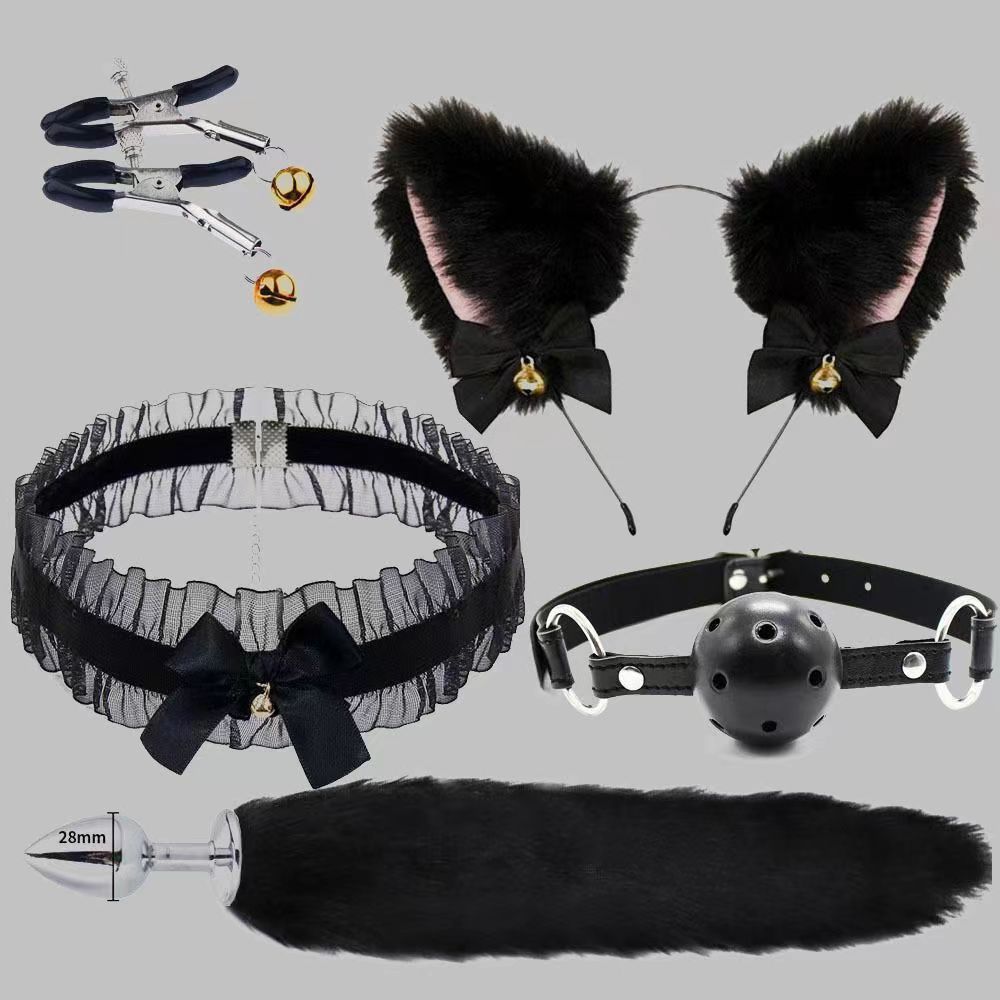 Đồ chơi SM Tai mèo, kẹp ti, khóa miệng, đuôi cáo, vòng cổ