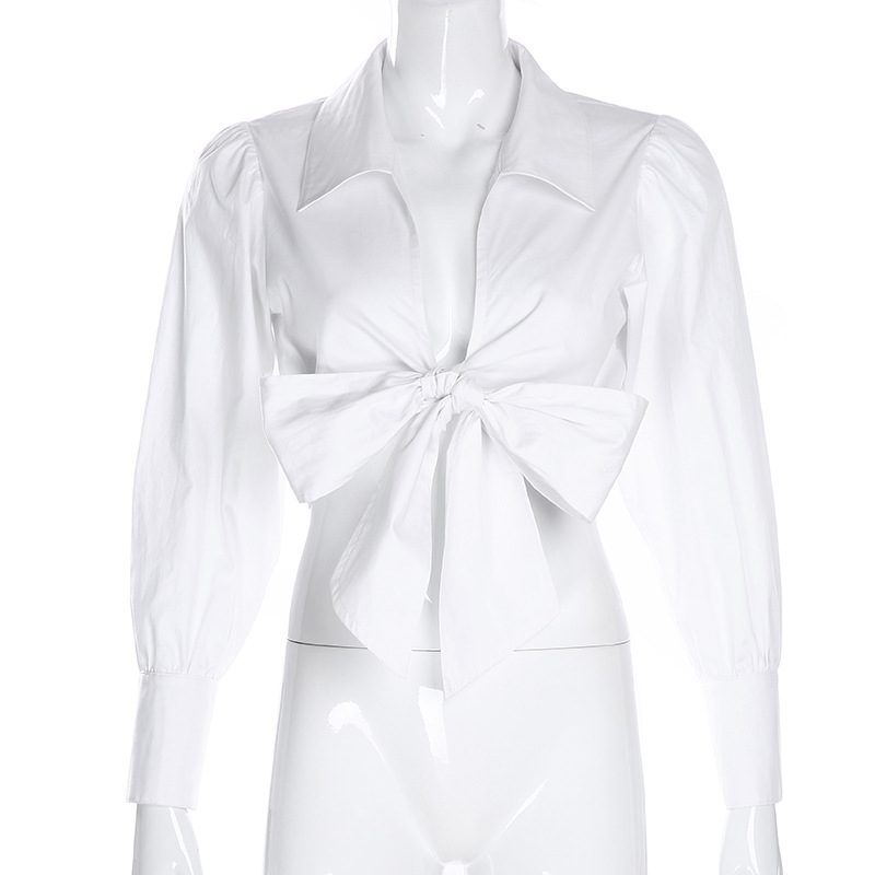 Áo Croptop sơ mi thắt nở phía trước