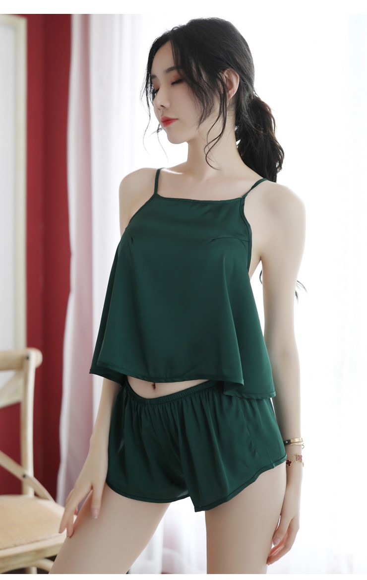 bộ ngủ quần đùi xanh