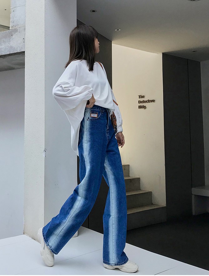 Quần bò jeans sọc trắng 2 bên