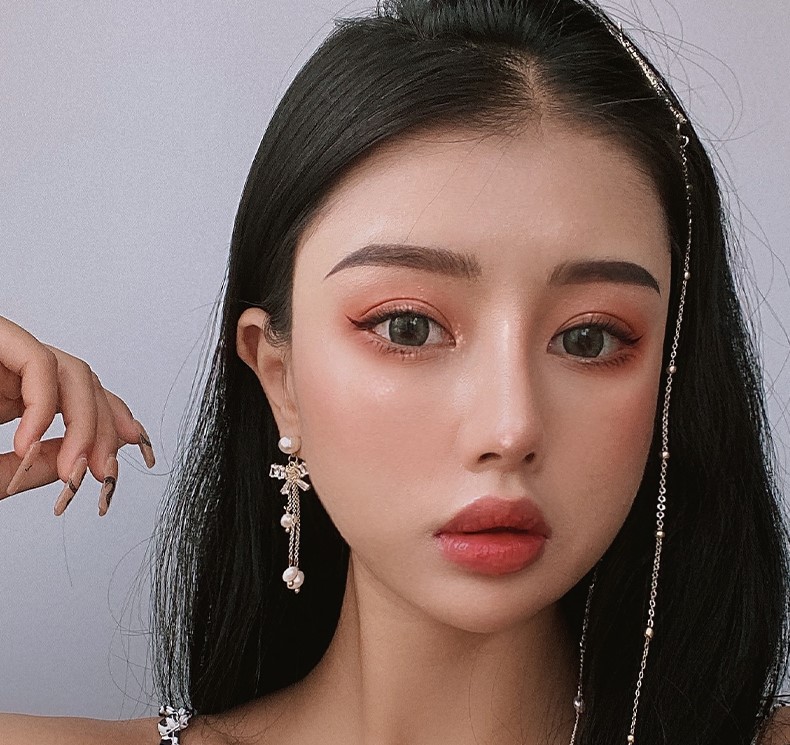 Khuyên tai dài kèm kẹp tóc nơ đính ngọc trai