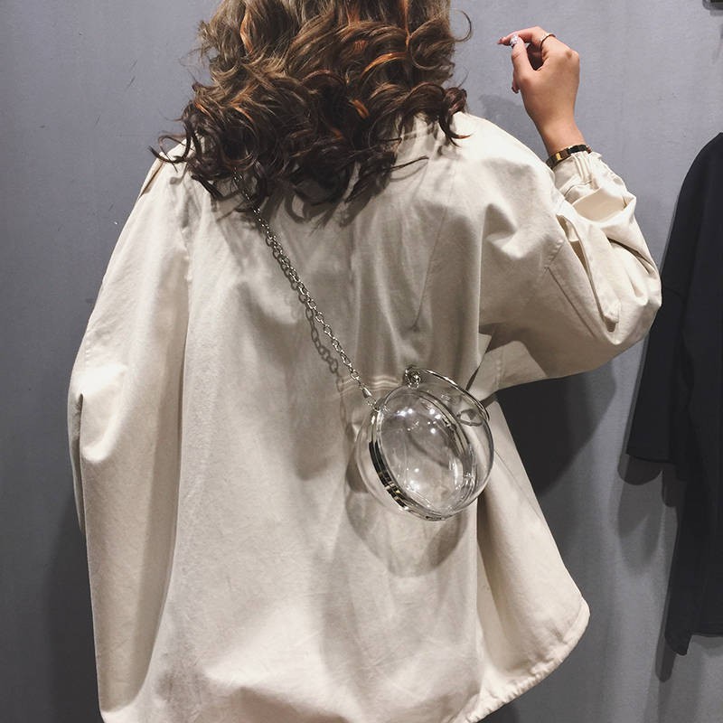 Túi xách trong suốt tròn lông chim