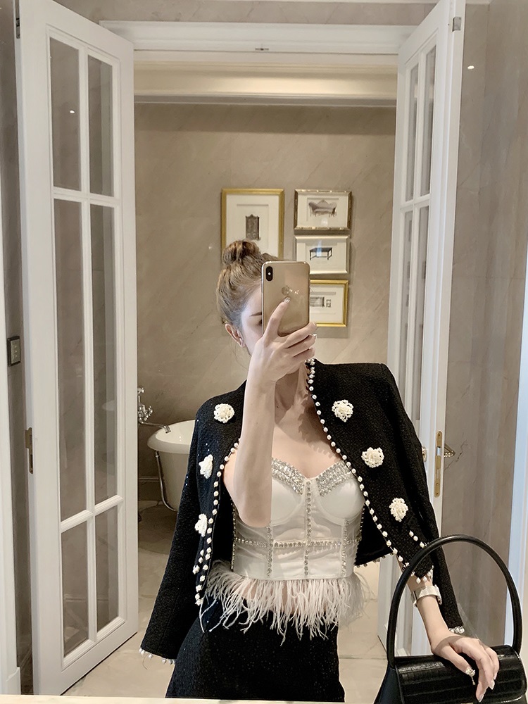 Áo Croptop đính đá lông tua