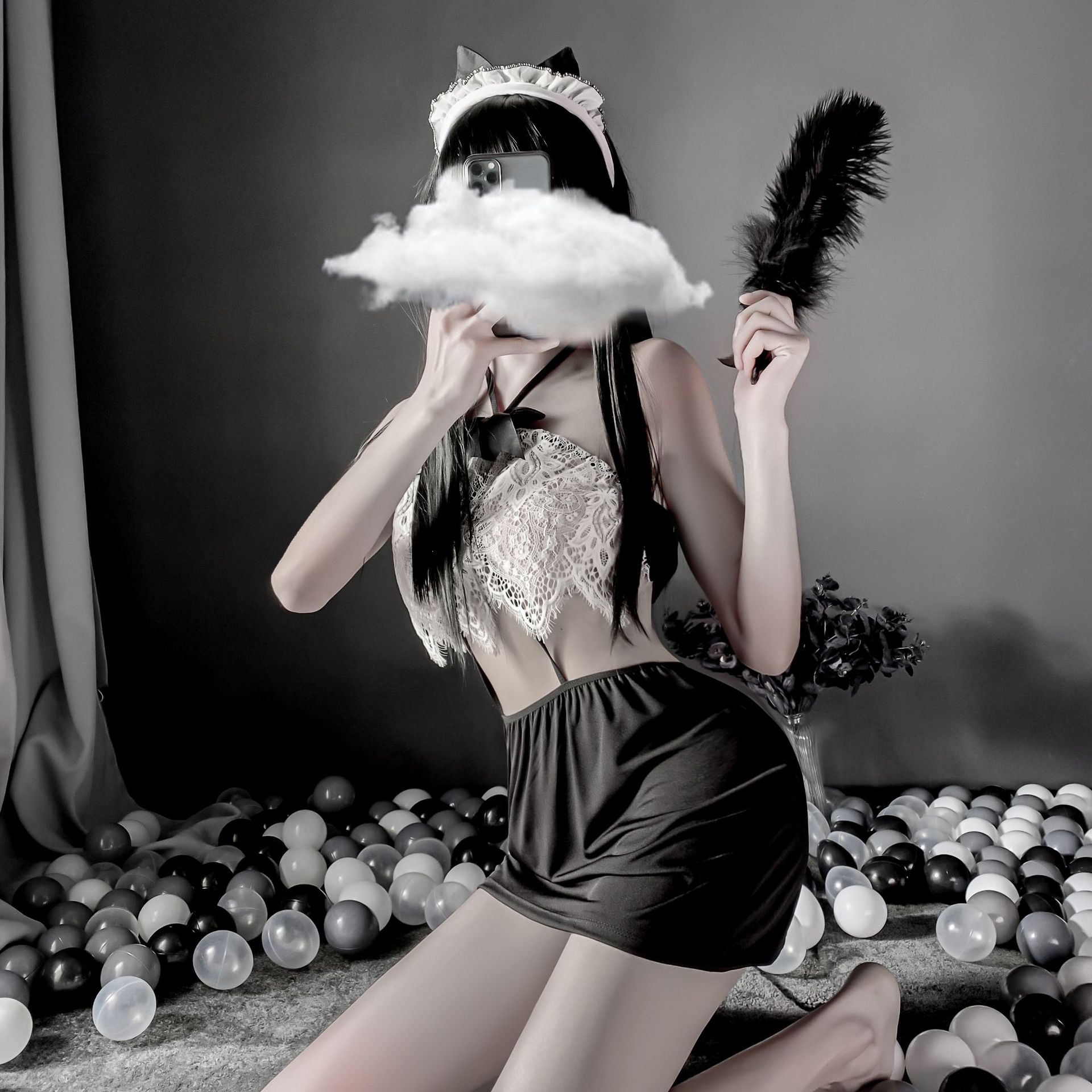 Bộ ngủ chân váy áo ren thư ký sexy