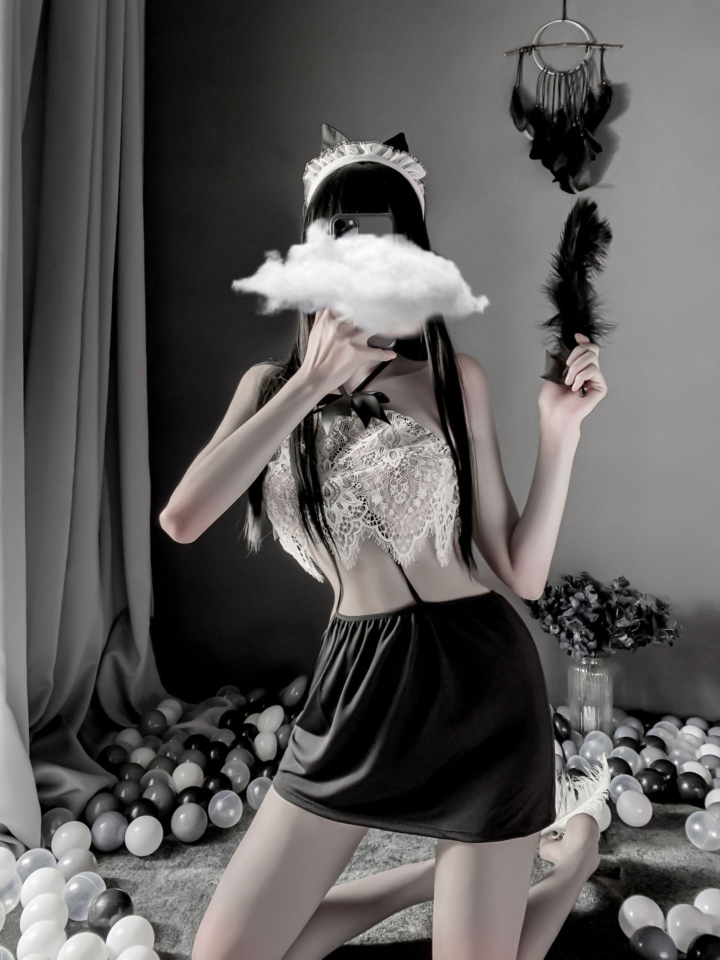 Bộ ngủ chân váy áo ren thư ký sexy