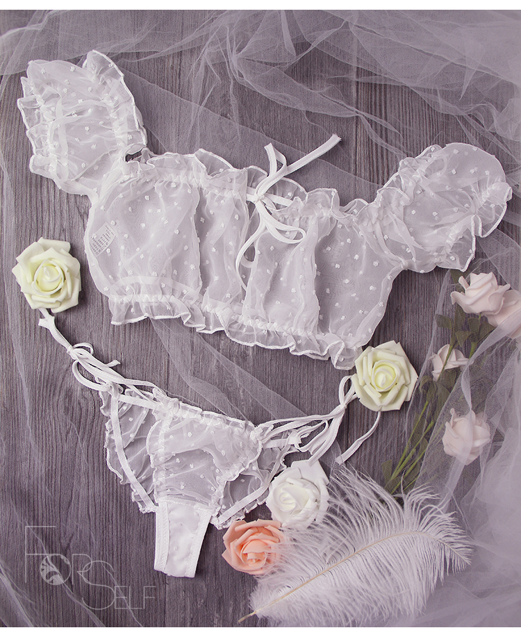 Đồ ngủ sexy 2 mảnh chấm bi mỏng manh