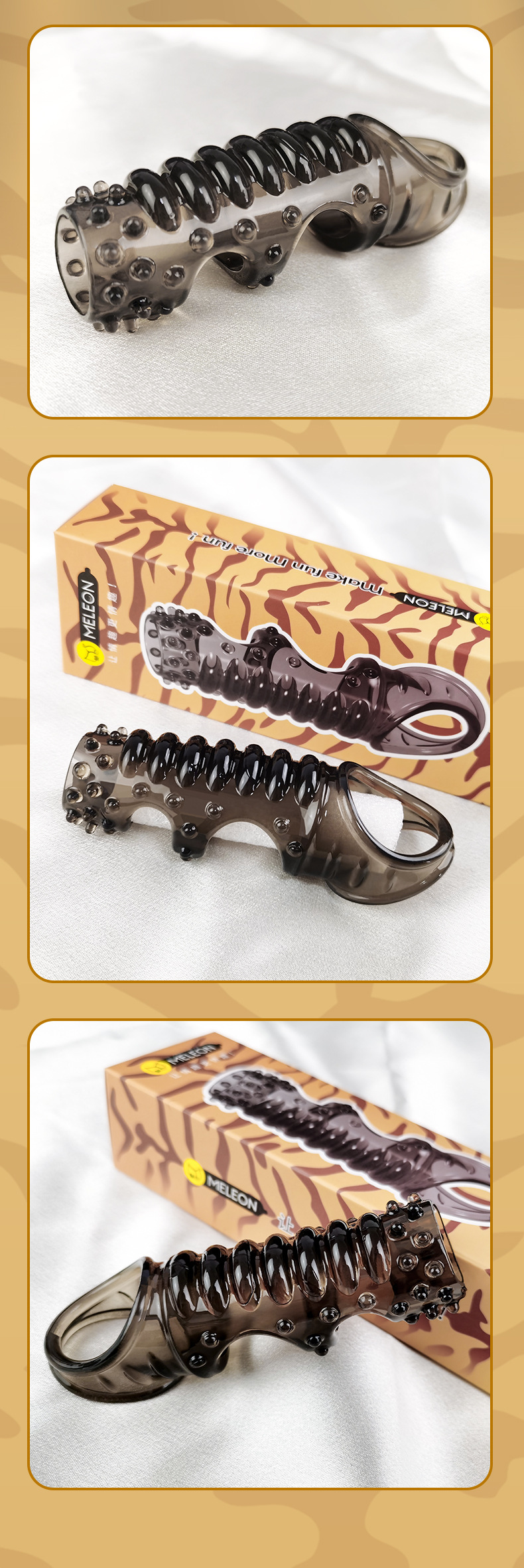 Vòng Đeo Dương Vật Có Gai Tiger Stripe Meleon Kéo Dài Thời Gian