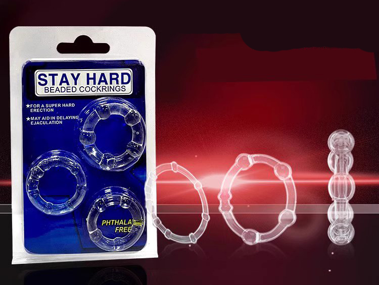 Vòng đeo Stay Hard Beaded Cockrings trong suốt