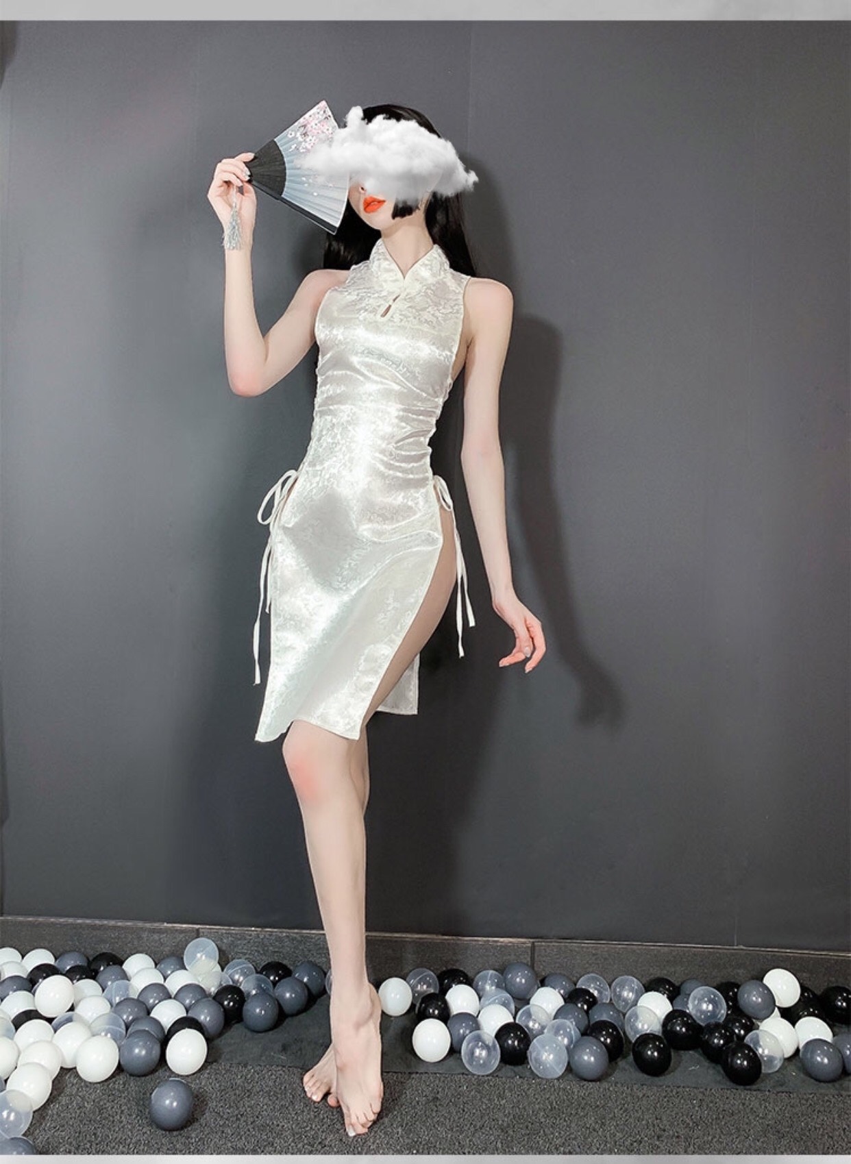 Váy ngủ sườn xám dây hông quyến rũ