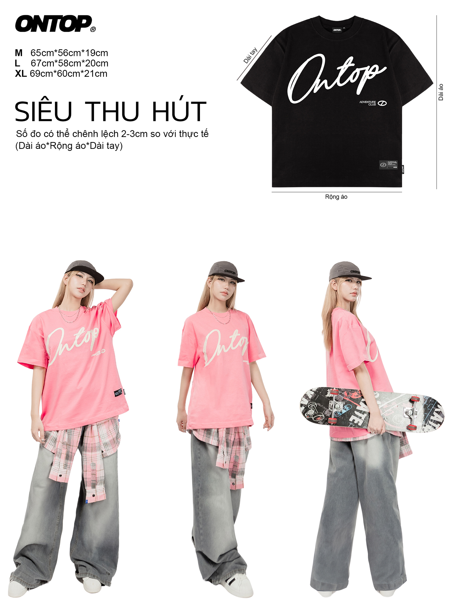 Áo thun basic in chữ ONTOP