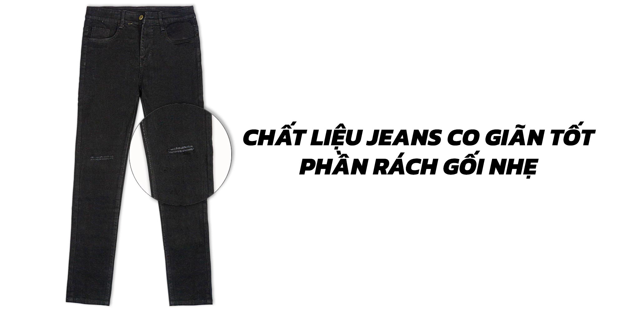 quần jean nam rách gối màu đen