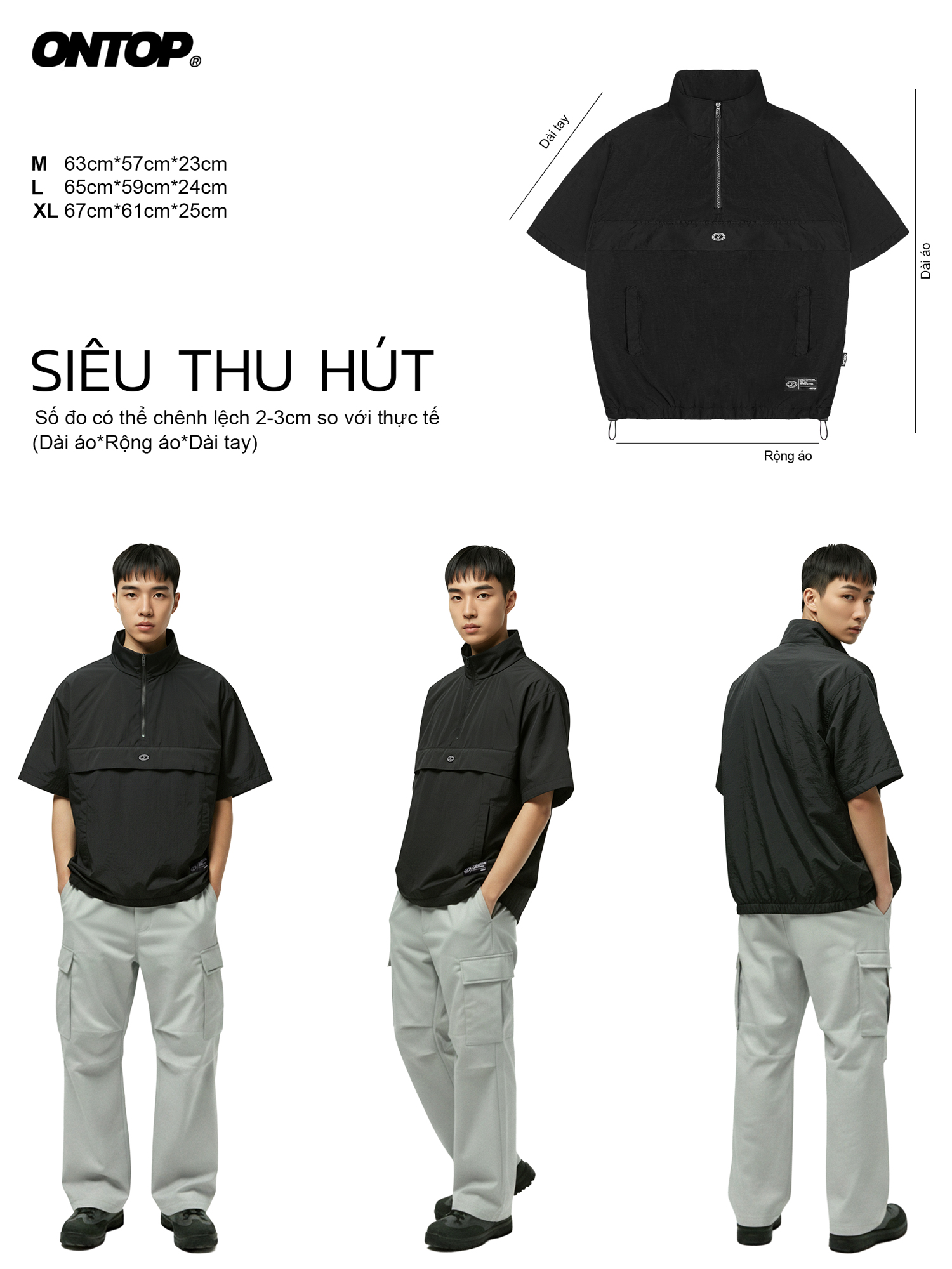 Áo gió nam tay ngắn ONTOP