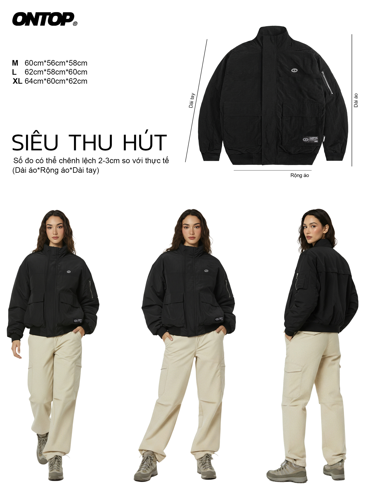 Áo khoác dù nhăn 2 lớp ONTOP