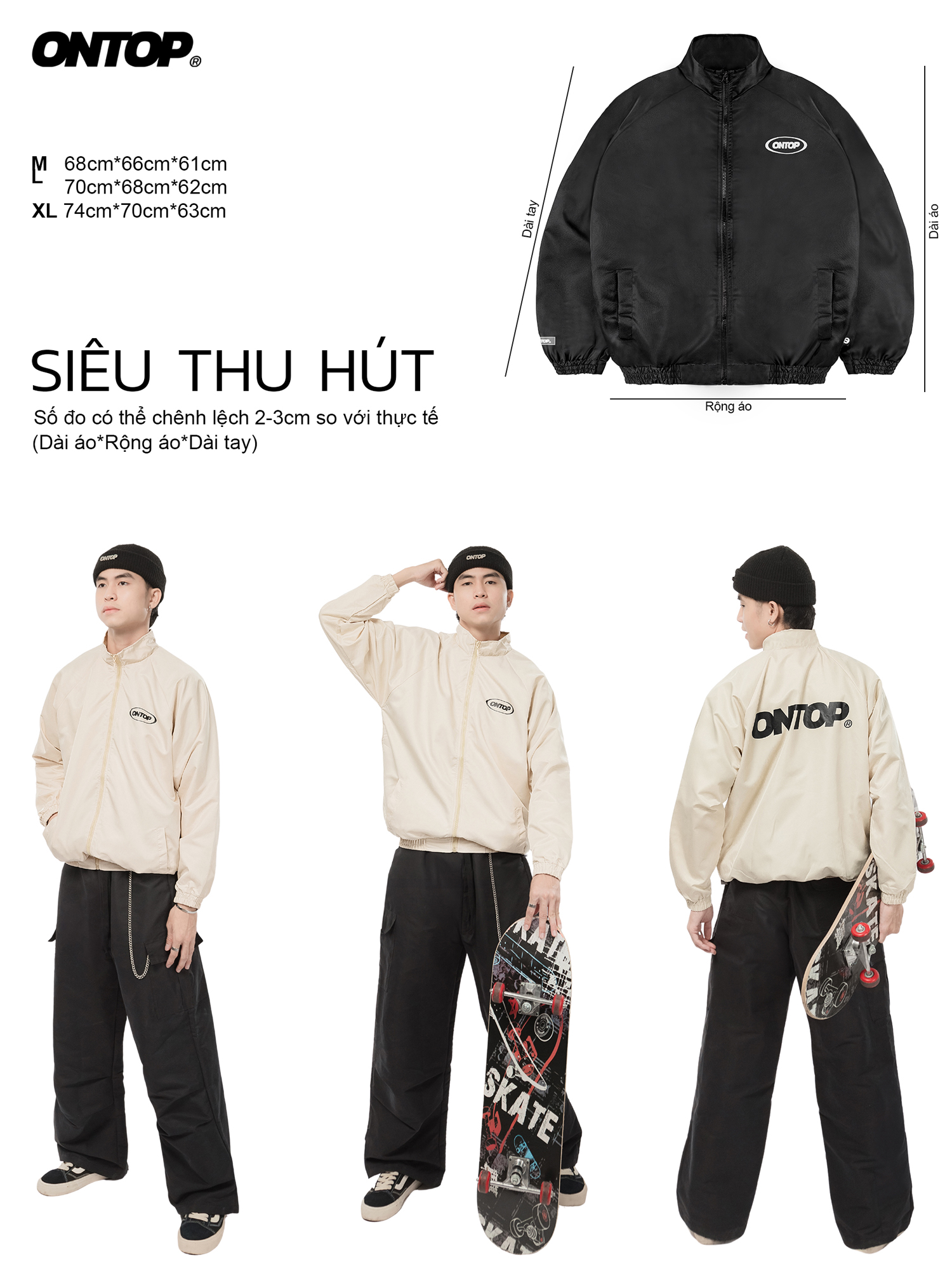 Áo khoác dù cổ trụ ONTOP