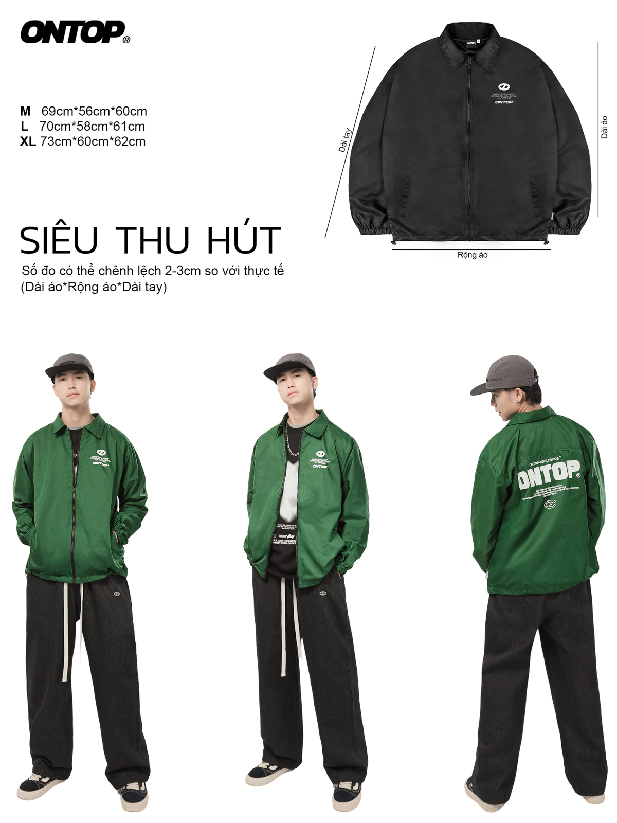 Áo khoác dù form rộng Ontop