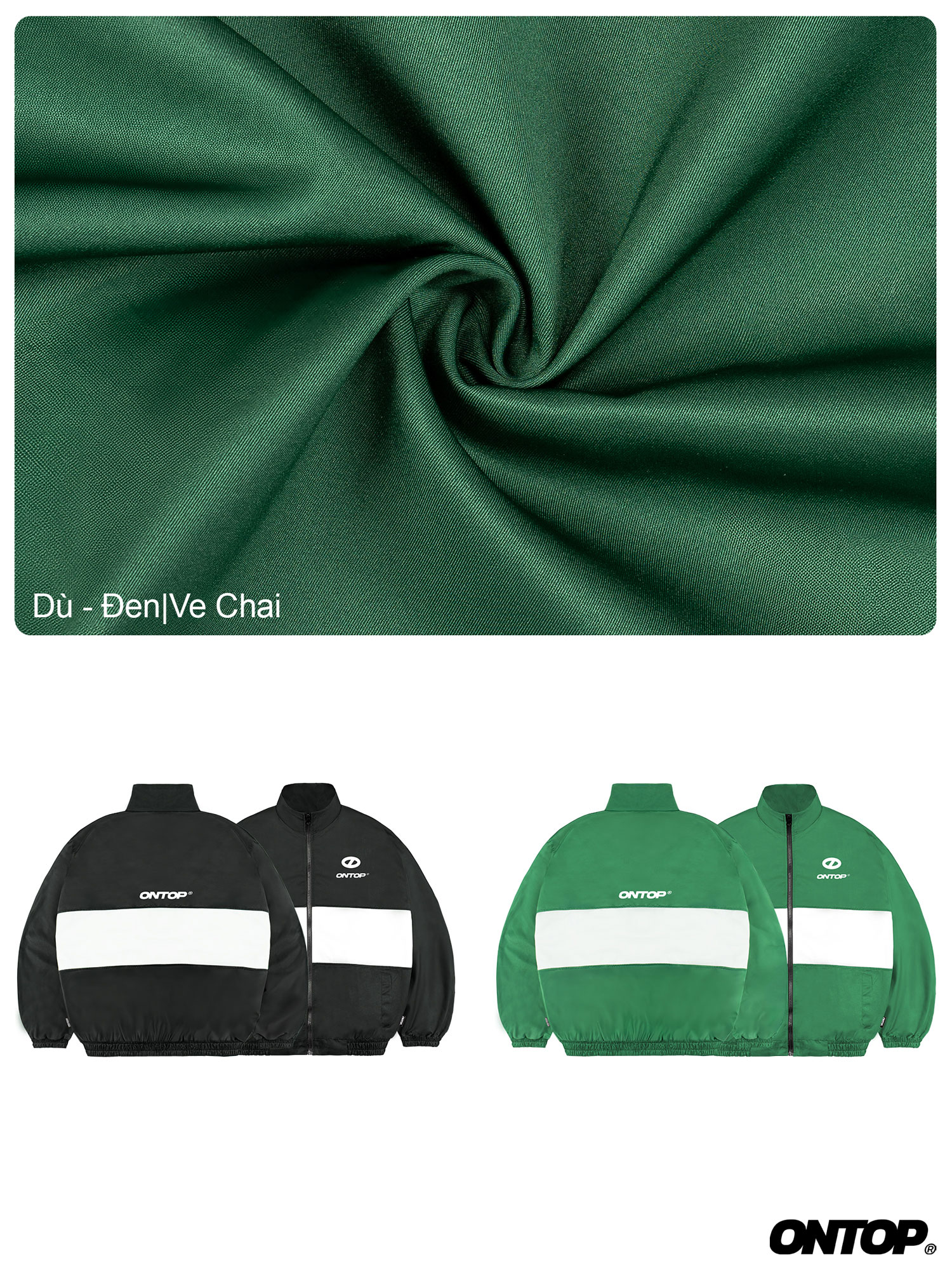 Áo khoác dù phối sọc ngang ONTOP