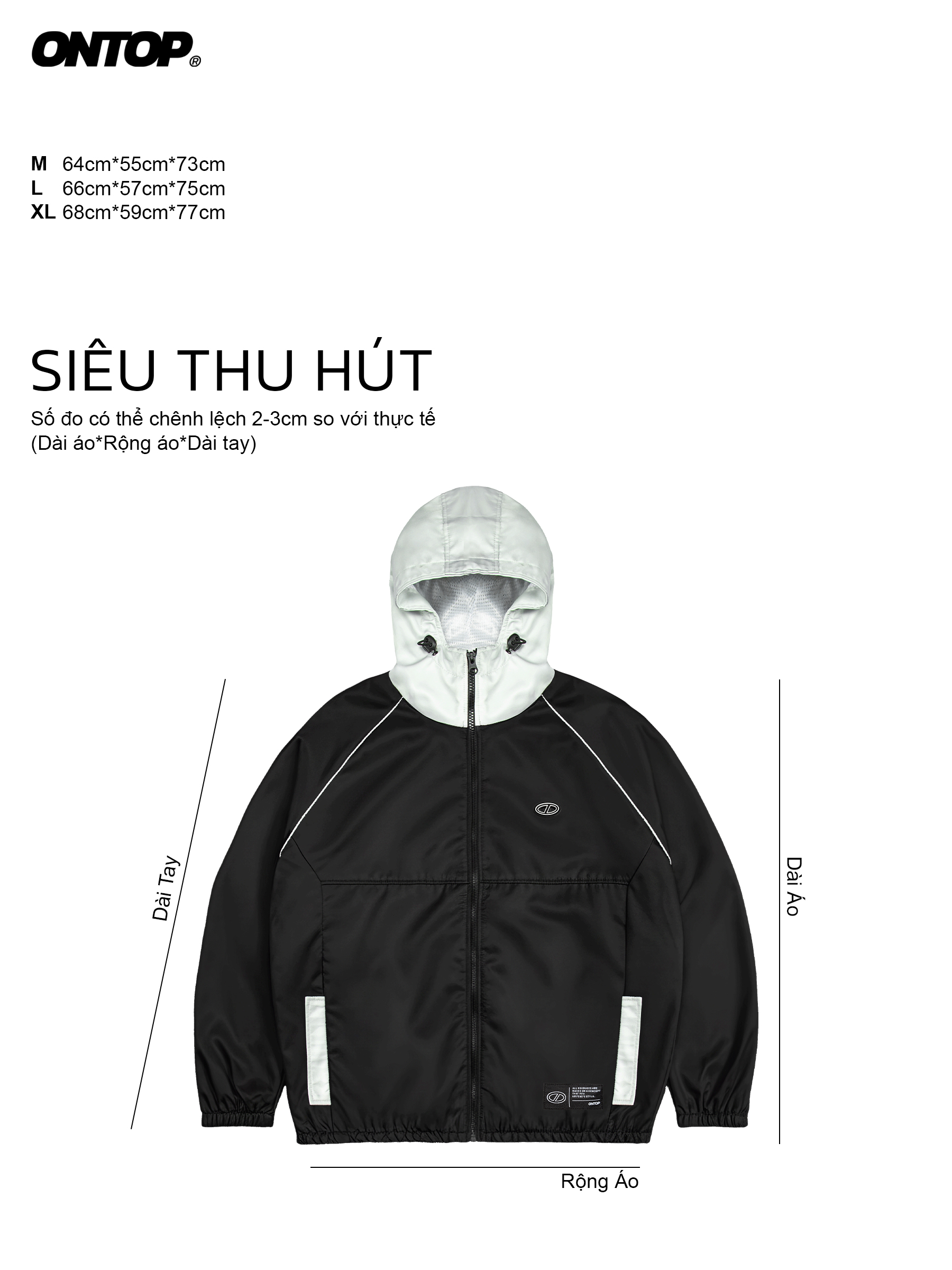 Áo khoác gió có mũ trùm đầu ONTOP