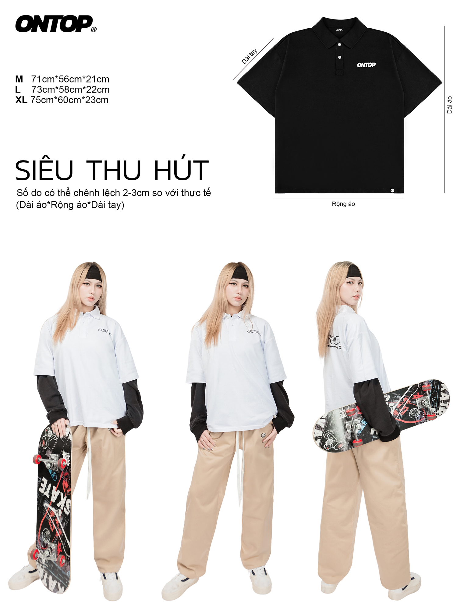 Áo polo màu xanh đen ONTOP