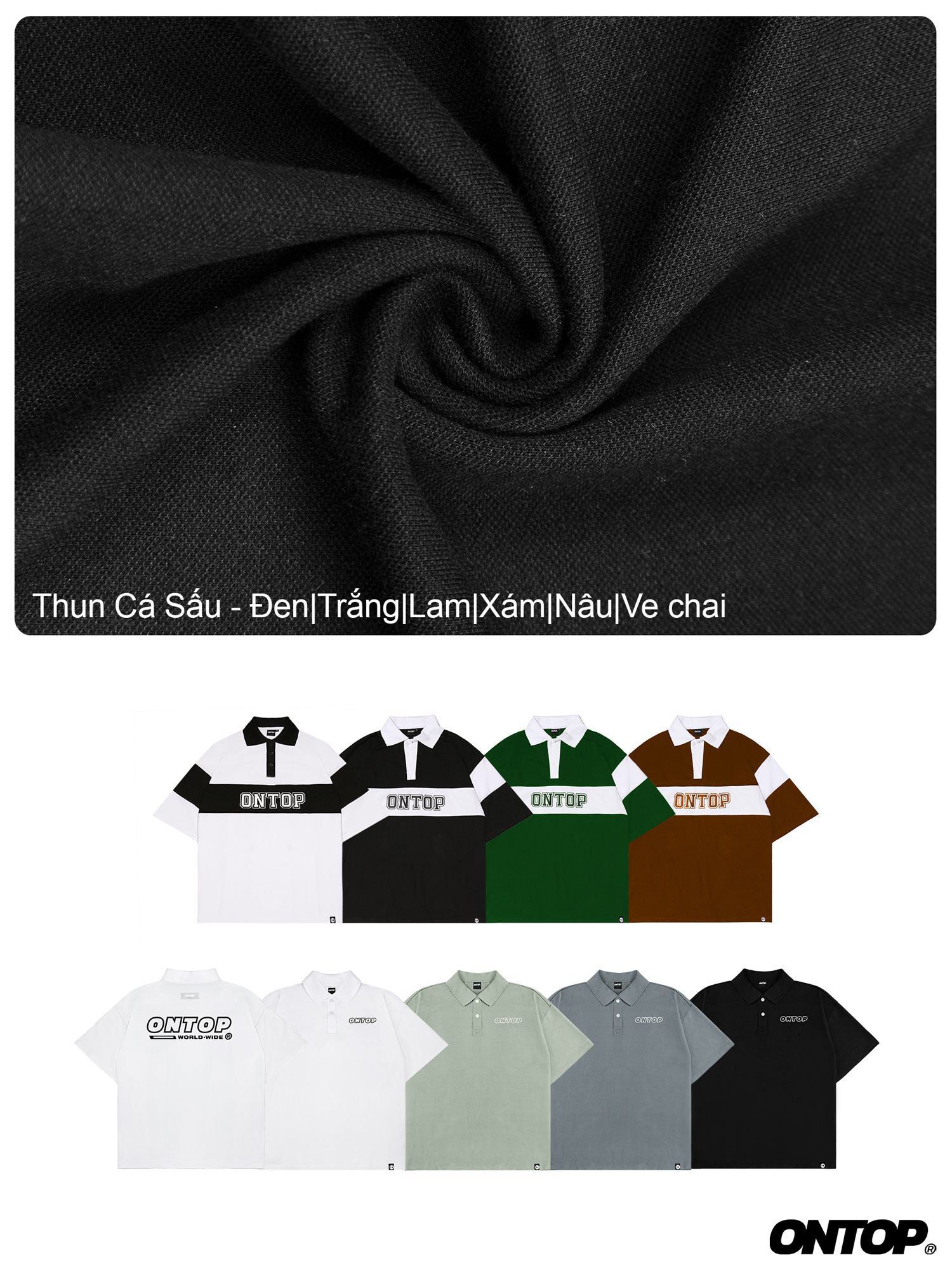 Áo polo trắng form rộng ONTOP