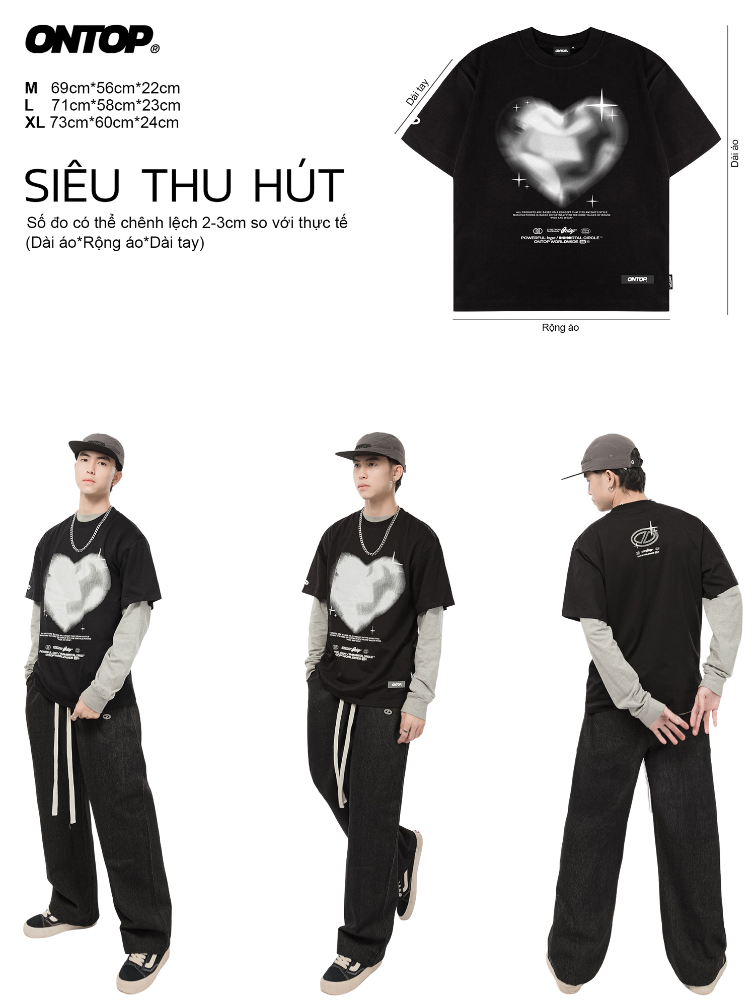 Áo thun đen in hình ONTOP
