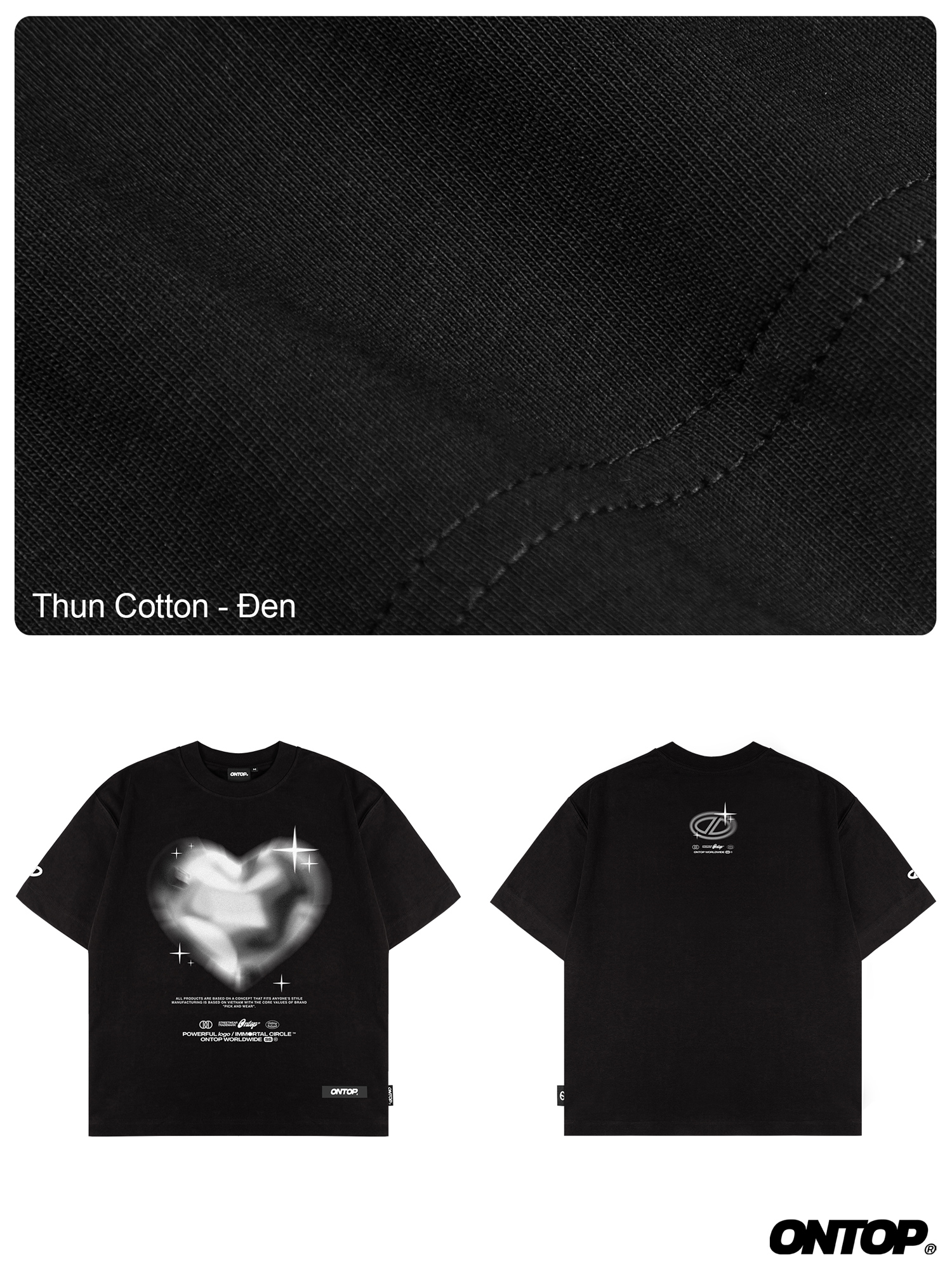 Áo thun đen in hình ONTOP