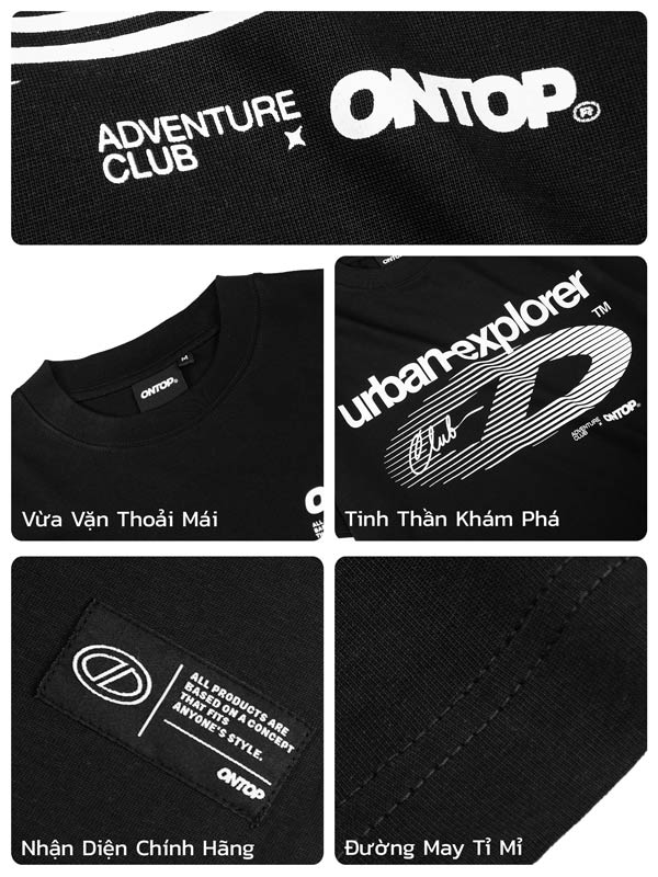 Áo thun đen nam nữ local brand ONTOP