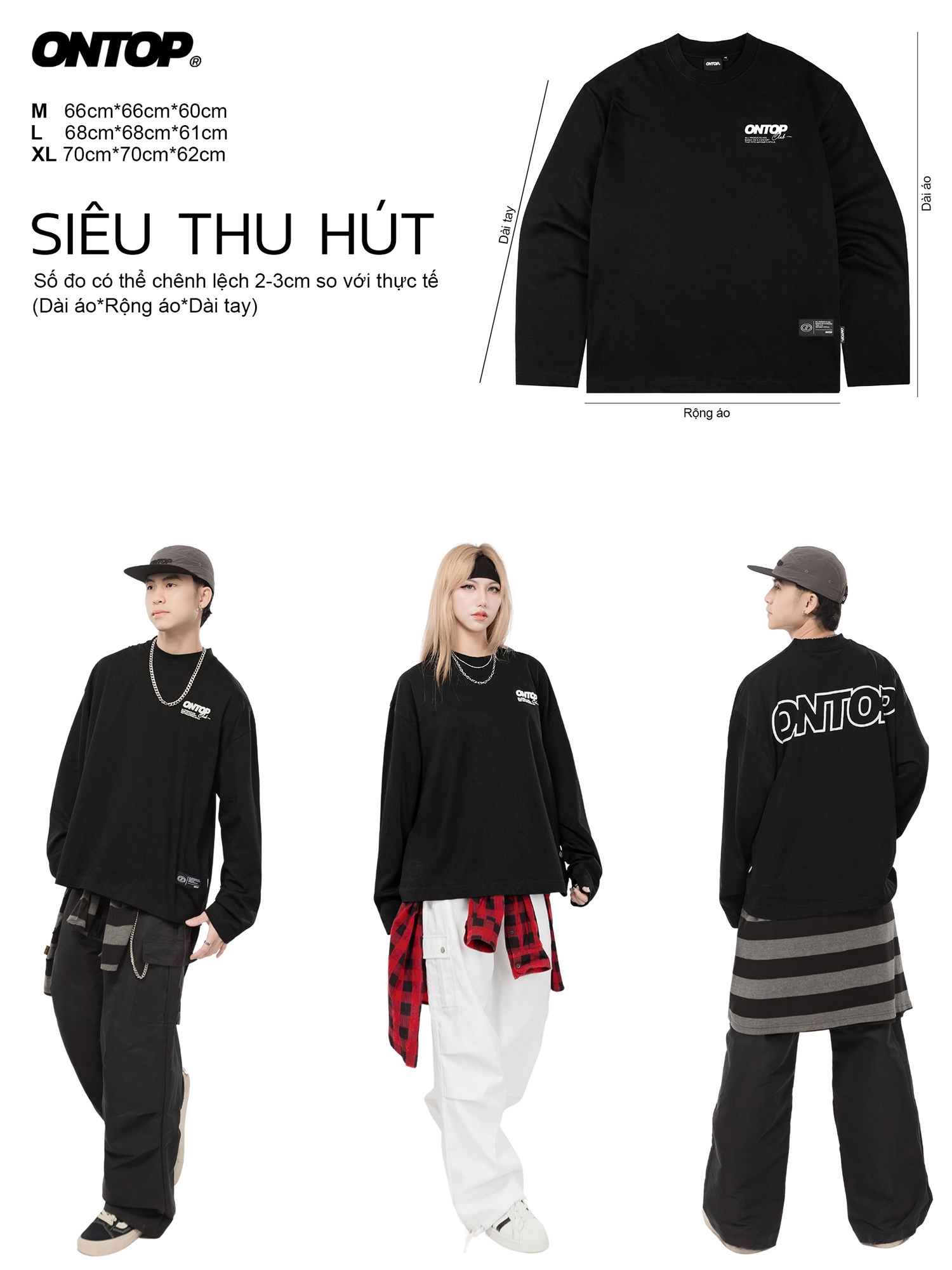 áo thun tay dài form rộng ONTOP